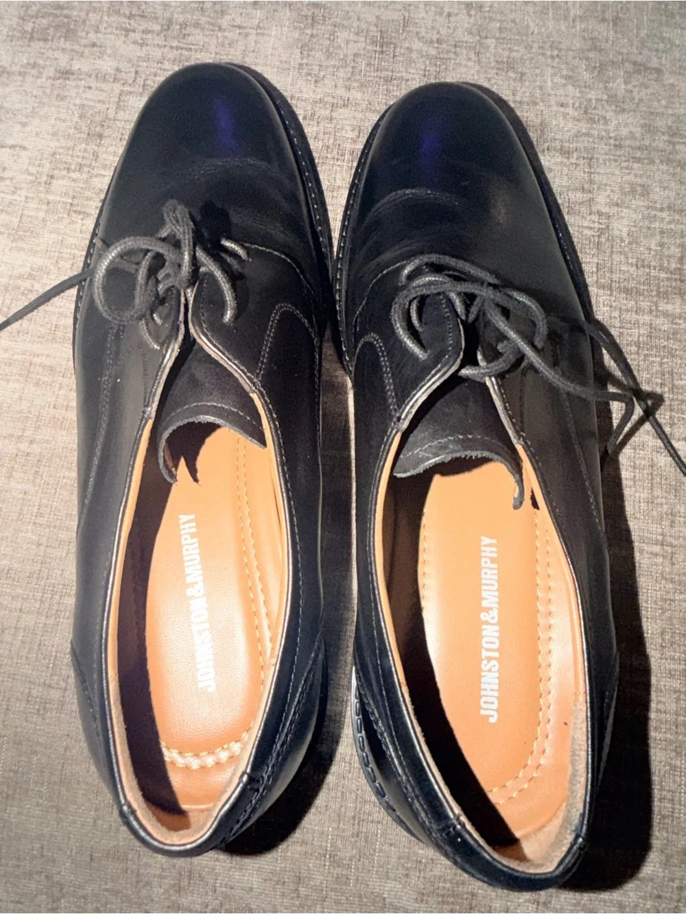 Johnston & Murphy Men’s Black Leather Plain Toe Derby Dress Shoes Size 10.5 M